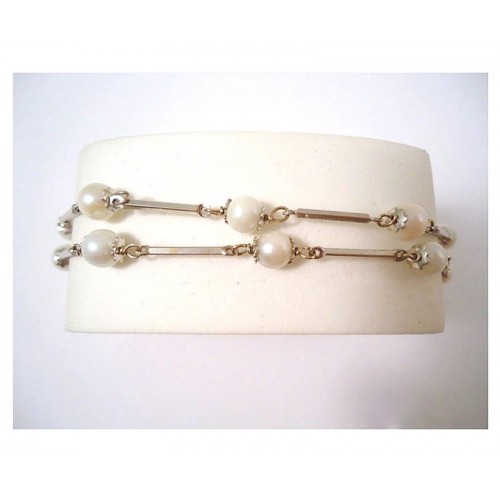 BRACCIALE DA DONNA IN ORO BIANCO 18 KT CON PERLE