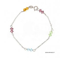 BRACCIALE BIMBA IN ORO BIANCO 18 KT CON PIETRE COLORATE