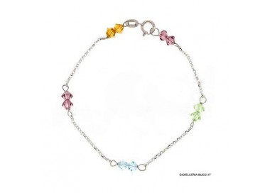 BRACCIALE BIMBA IN ORO BIANCO 18 KT CON PIETRE COLORATE