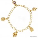 BRACCIALE DA DONNA IN ORO GIALLO 18 KT CON CHARM PENDENTI 