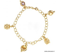 BRACCIALE DA DONNA IN ORO GIALLO 18 KT CON CHARM PENDENTI 