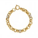 BRACCIALE CATENA DA DONNA IN ORO GIALLO E BIANCO 18 KT CON ZIRCONI