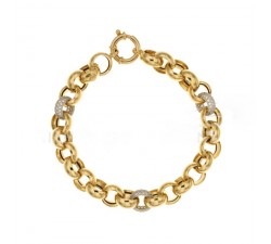 BRACCIALE CATENA DA DONNA IN ORO GIALLO E BIANCO 18 KT CON ZIRCONI