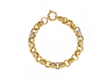 BRACCIALE CATENA DA DONNA IN ORO GIALLO E BIANCO 18 KT CON ZIRCONI