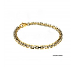 BRACCIALE DA UOMO IN ORO GIALLO E BIANCO 18 KT