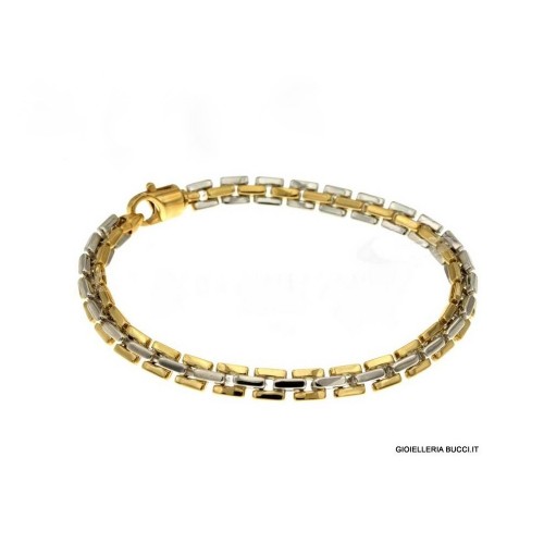 BRACCIALE DA UOMO IN ORO GIALLO E BIANCO 18 KT