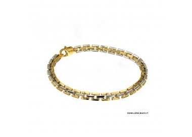 BRACCIALE DA UOMO IN ORO GIALLO E BIANCO 18 KT