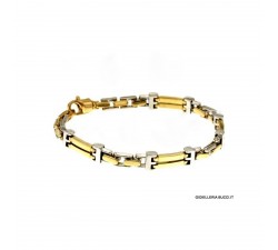 BRACCIALE DA UOMO IN ORO GIALLO E BIANCO 18 KT