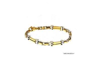 BRACCIALE DA UOMO IN ORO GIALLO E BIANCO 18 KT