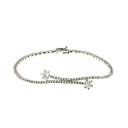 BRACCIALE TENNIS DA DONNA IN ORO BIANCO 18 KT CON ZIRCONI