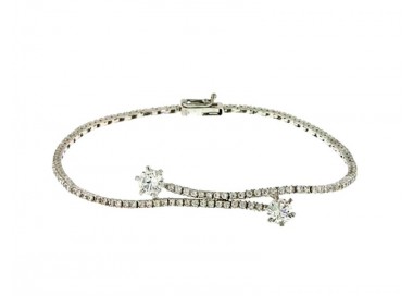 BRACCIALE TENNIS DA DONNA IN ORO BIANCO 18 KT CON ZIRCONI TAGLIO BRILLANTE