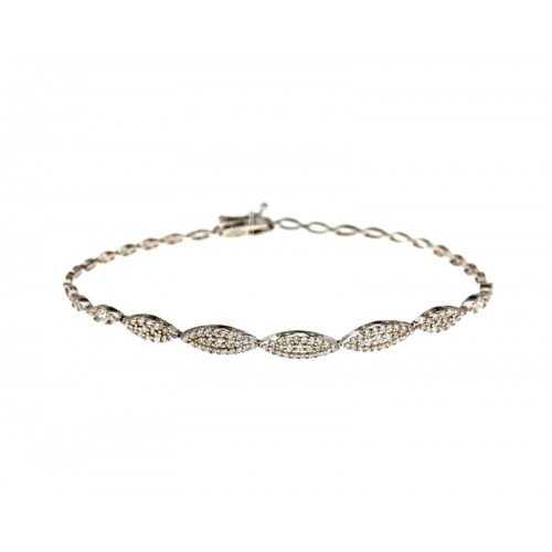 BRACCIALE TENNIS DONNA IN ORO BIANCO KT CON ZIRCONI BIANCHI