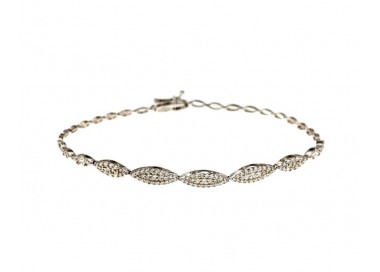 BRACCIALE TENNIS DONNA IN ORO BIANCO KT CON ZIRCONI BIANCHI