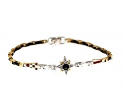 BRACCIALE UOMO ROSA DEI VENTI BANDIERE IN ORO GIALLO E BIANCO KT CON BRILLANTI