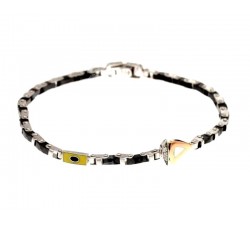 BRACCIALE UOMO BANDIERE NAUTICHE IN ORO BIANCO E ROSA 18 KT CON BRILLANTINI