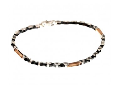 BRACCIALE UOMO IN ORO BIANCO E ROSA 18 KT CON BRILLANTINI