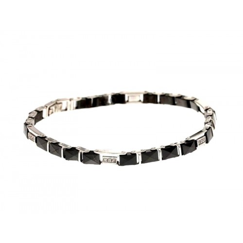 BRACCIALE UOMO IN ORO BIANCO 18 KT CON BRILLANTINI