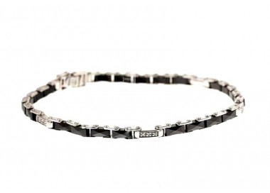 BRACCIALE UOMO IN ORO BIANCO 18 KT CON DIAMANTI