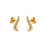 ORECCHINI IN ORO GIALLO 18 KT CON PERLE E ZIRCONI BIANCHI