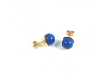 ORECCHINI IN ORO GIALLO 18 KT CON PERLE BLU