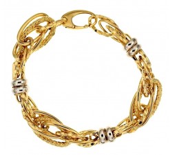 BRACCIALE DONNA CATENA IN ORO GIALLO E BIANCO 18 KT