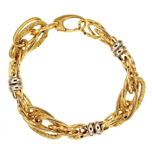 BRACCIALE DONNA CATENA IN ORO GIALLO E BIANCO 18 KT