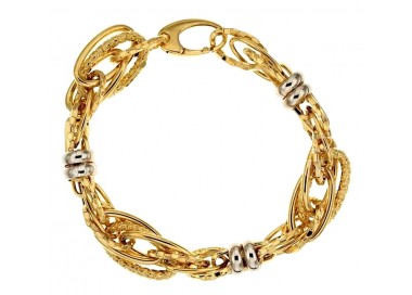 BRACCIALE DONNA CATENA IN ORO GIALLO E BIANCO 18 KT