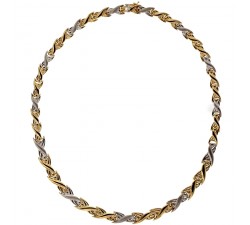 COLLANA GIROCOLLO DA DONNA IN ORO GIALLO E BIANCO 18 KT