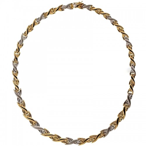 COLLANA GIROCOLLO DA DONNA IN ORO GIALLO E BIANCO 18 KT