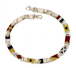 BRACCIALE UOMO BANDIERE NAUTICHE IN ORO BIANCO 18 KT 