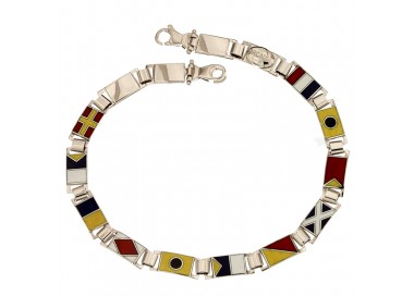 BRACCIALE UOMO BANDIERE NAUTICHE IN ORO BIANCO 18 KT