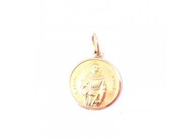 CIONDOLO SAN.FRANCESCO DI ASSISI IN ORO GIALLO 18KT + COLLANA LACCIO IN OMAGGIO