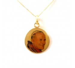 COLLANA CON CIONDOLO PAPA GIOVANNI PAOLO II IN ORO GIALLO 18 KT