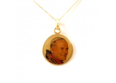 COLLANA CON CIONDOLO PAPA GIOVANNI PAOLO II IN ORO GIALLO 18 KT