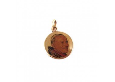 CIONDOLO PAPA GIOVANNI PAOLO II IN ORO GIALLO 18 KT +COLLANA LACCIO IN OMAGGIO