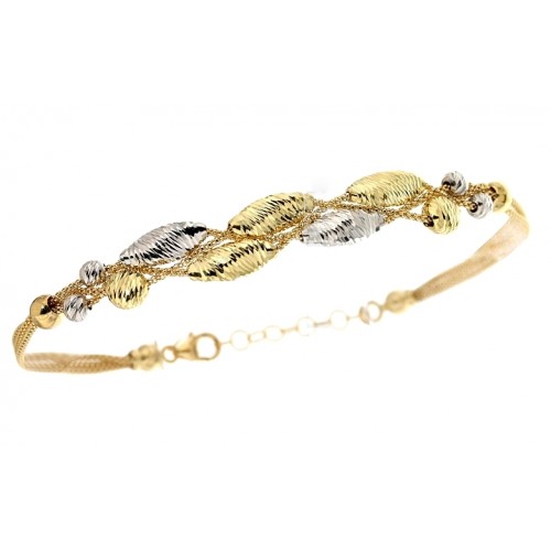 BRACCIALE DA DONNA IN ORO GIALLO BIANCO 18 KT CON ELEMENTI SFACCETTATI