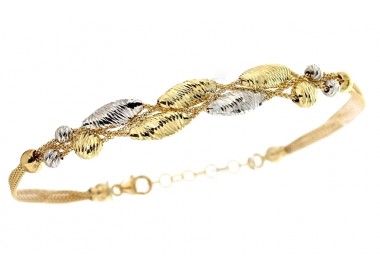 BRACCIALE DA DONNA IN ORO GIALLO BIANCO 18 KT CON ELEMENTI SFACCETTATI