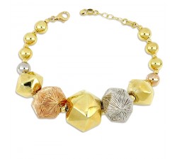 BRACCIALE DA DONNA SFERE SFACCETTATE IN ORO GIALLO BIANCO E ROSA 18 KT