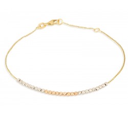BRACCIALE DONNA CON SFERE IN ORO GIALLO BIANCO E ROSA 18 KT