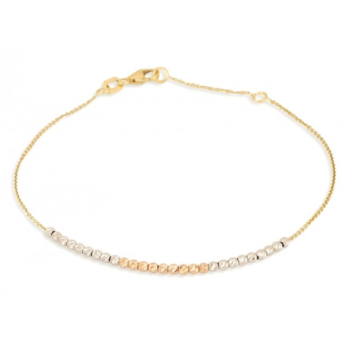 BRACCIALE DONNA CON SFERE IN ORO GIALLO BIANCO E ROSA 18 KT