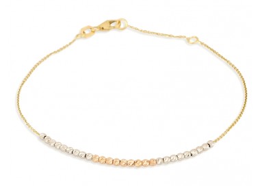 BRACCIALE DONNA CON SFERE IN ORO GIALLO BIANCO E ROSA 18 KT