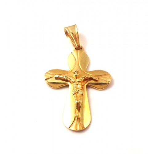 CIONDOLO CROCE IN ORO GIALLO 18 KT + COLLANA IN OMAGGIO