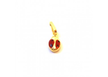 CIONDOLO PORTAFORTUNA MINI COCCINELLA IN ORO GIALLO 18 KT + COLLANA LACCIO IN OMAGGIO