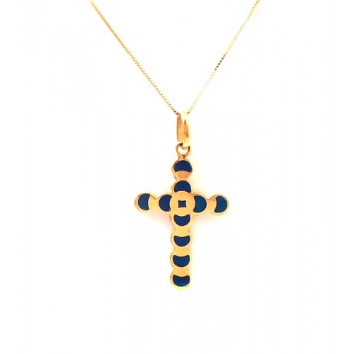 COLLANADA UOMO CON CROCE IN ORO GIALLO 18 KT