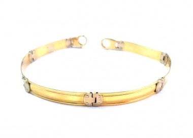 BRACCIALE PIASTRE DA UOMO IN ORO GIALLO E BIANCO 18 KT