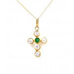 COLLANA IN ORO GIALLO18 KT CON CROCE E ZIRCONI 