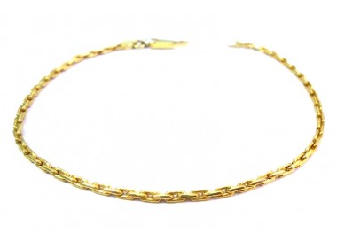 BRACCIALE CATENA UNISEX IN ORO GIALLO 18 KT CON ZIRCONE SU CHIUSURA