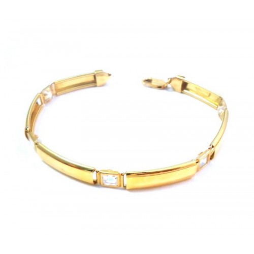 BRACCIALE IN ORO GIALLO 18 KT CON ZIRCONI BIANCHI