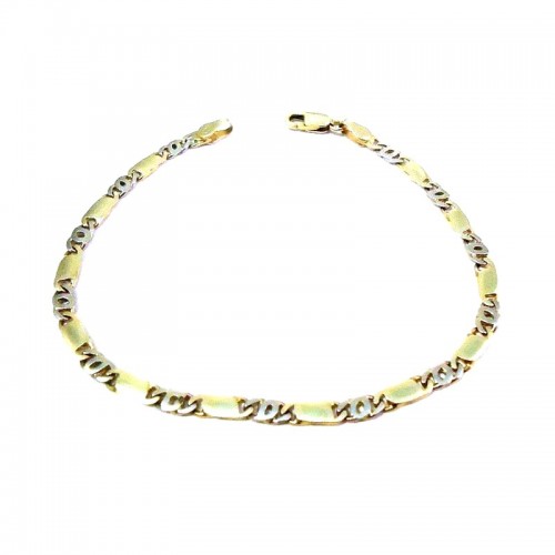 BRACCIALE DA UOMO CATENA IN ORO GIALLO E BIANCO 18 KT