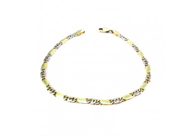 BRACCIALE DA UOMO CATENA IN ORO GIALLO E BIANCO 18 KT